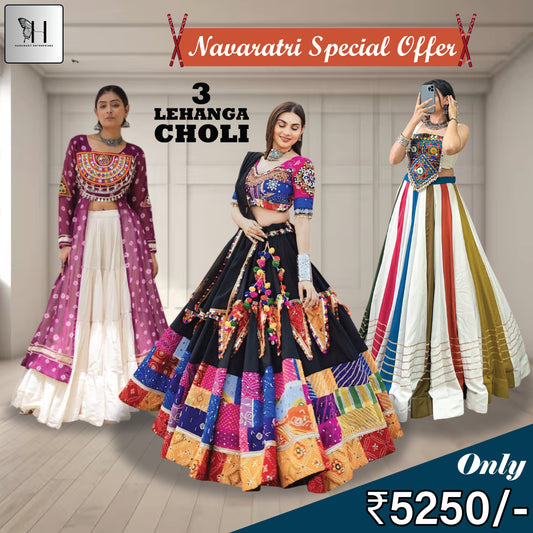 Navaratri Special – 3 Lehenga Choli Combo