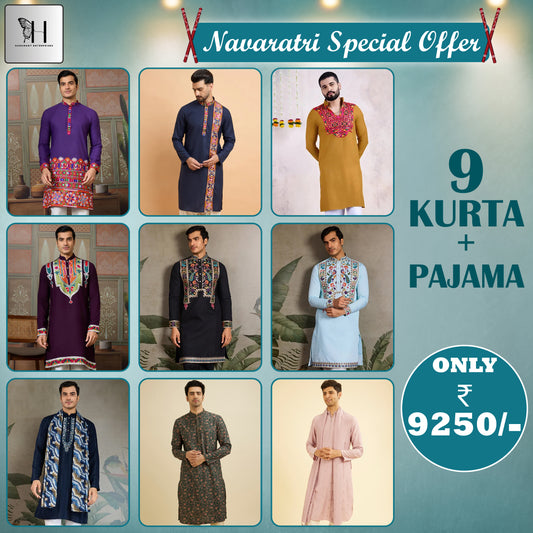 Navaratri Special 9 Kurta + Pajama Combo